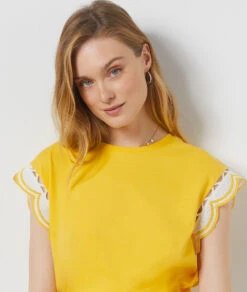 T-Shirt Mit Kurzen Ärmeln SONNENGELB -Damen mode Geschaft 654138154 b