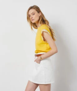 T-Shirt Mit Kurzen Ärmeln SONNENGELB -Damen mode Geschaft 654138154 c