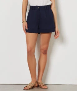 Short Taille Haute MARINE -Damen mode Geschaft 654141525 c