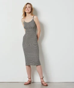 Robe à Rayures Dos Nu NOIR -Damen mode Geschaft 654142380 6