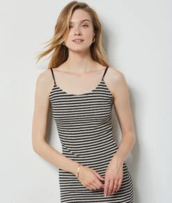 Robe à Rayures Dos Nu NOIR -Damen mode Geschaft 654142380 c