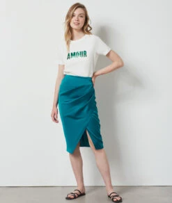 Jupe Midi Satinée EMERAUDE -Damen mode Geschaft 654142843 6