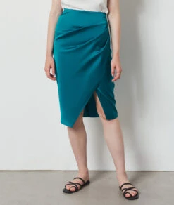 Jupe Midi Satinée EMERAUDE -Damen mode Geschaft 654142843 c