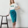 Jupe Midi Satinée EMERAUDE -Damen mode Geschaft 654142843 x