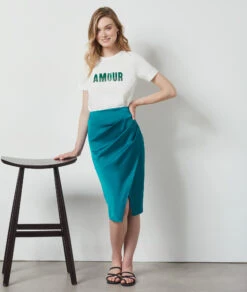 Jupe Midi Satinée EMERAUDE