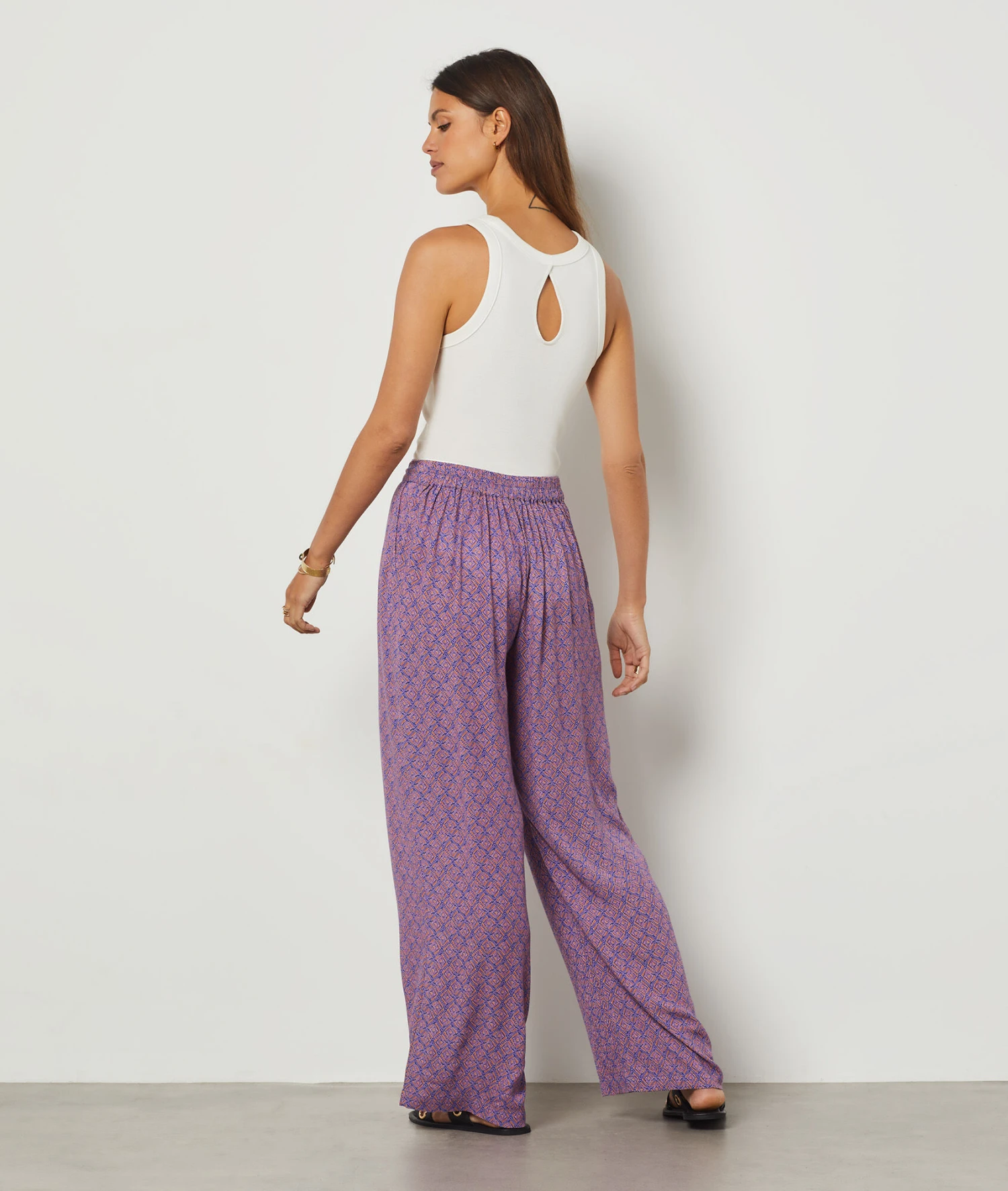 Pantalon Fluide Coupe Large MAUVE 4 Pantalon Fluide Coupe Large MAUVE – Bild 2