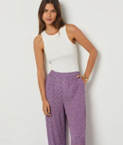 Pantalon Fluide Coupe Large MAUVE 11 Pantalon Fluide Coupe Large MAUVE -Damen mode Geschaft 654144637 c