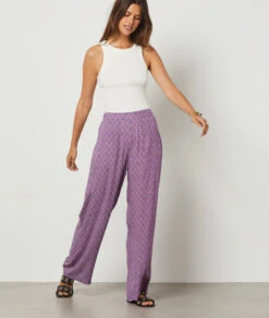 Pantalon Fluide Coupe Large MAUVE
