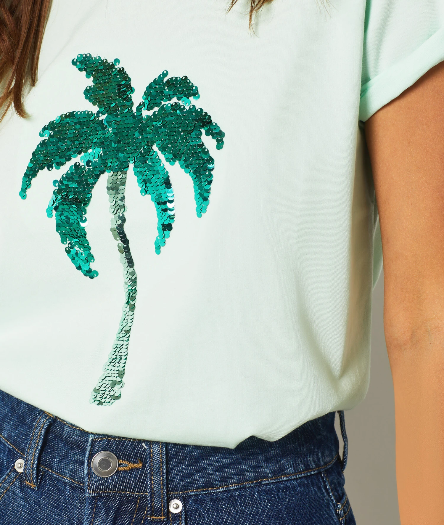 T-shirt Imprimé Palmier 100% Coton BLEU CIEL 6 T-shirt Imprimé Palmier 100% Coton BLEU CIEL – Bild 4