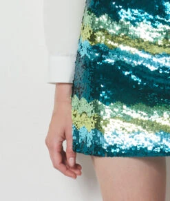 Jupe Courte à Sequins VERT 10 Jupe Courte à Sequins VERT -Damen mode Geschaft 654147346 b