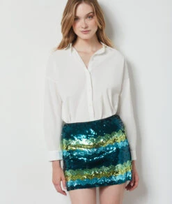 Jupe Courte à Sequins VERT 11 Jupe Courte à Sequins VERT -Damen mode Geschaft 654147346 c
