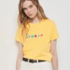 T-shirt Manches Courtes 100% Coton JAUNE -Damen mode Geschaft 654147954 x