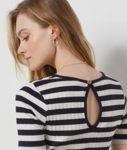 T-shirt Manches Courtes Côtelé NOIR -Damen mode Geschaft 654150780 b