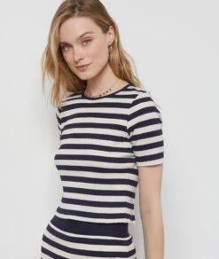 T-shirt Manches Courtes Côtelé NOIR -Damen mode Geschaft 654150780 c