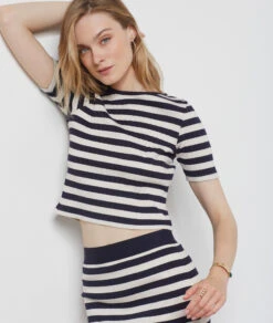 T-shirt Manches Courtes Côtelé NOIR