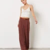 Hose Mit Weitem Schnitt SCHOKOLADENBRAUN -Damen mode Geschaft 654151286 x