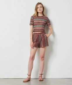 T-shirt En Maille Ajourée MARRON 9 T-shirt En Maille Ajourée MARRON -Damen mode Geschaft 654152690 6