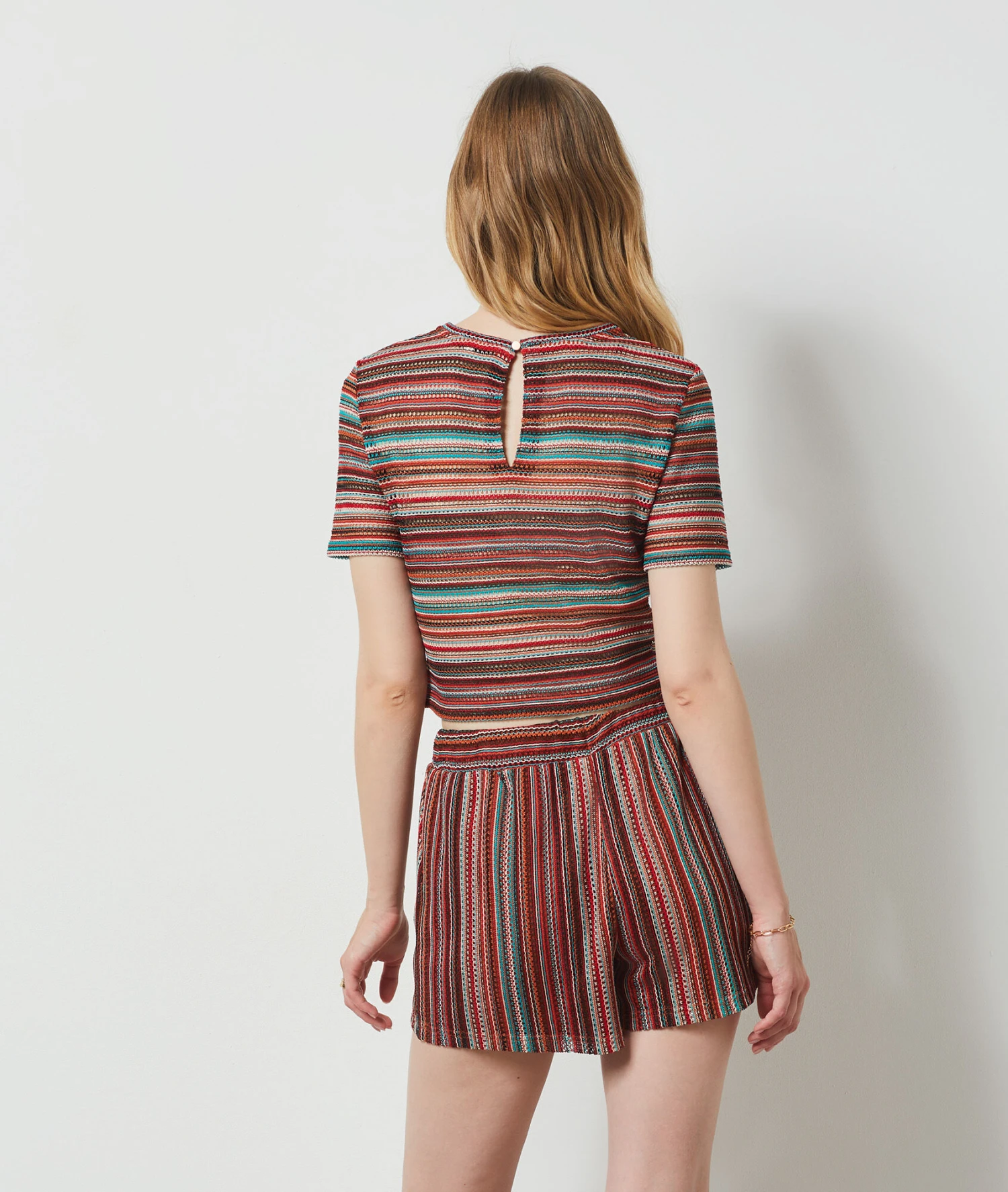 T-shirt En Maille Ajourée MARRON 4 T-shirt En Maille Ajourée MARRON – Bild 2