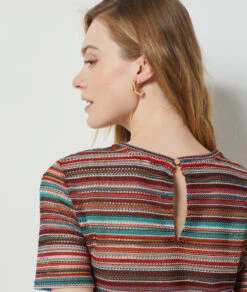 T-shirt En Maille Ajourée MARRON 10 T-shirt En Maille Ajourée MARRON -Damen mode Geschaft 654152690 b