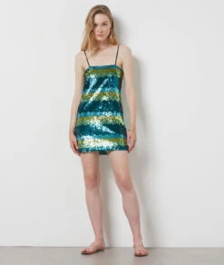 Robe Courte à Sequins VERT 9 Robe Courte à Sequins VERT -Damen mode Geschaft 654155546 6