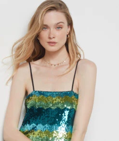 Robe Courte à Sequins VERT 10 Robe Courte à Sequins VERT -Damen mode Geschaft 654155546 b