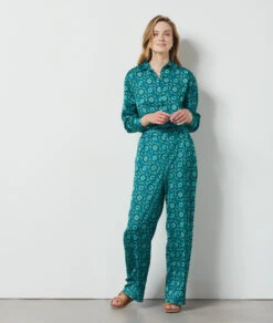 Lisa Pantalon Fluide Satiné VERT -Damen mode Geschaft 654158433 c