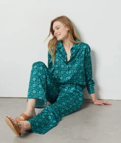 Lisa Pantalon Fluide Satiné VERT