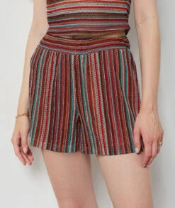 Short En Maille Ajourée MARRON -Damen mode Geschaft 654165790 6