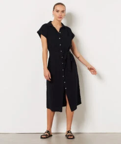 Robe Longue 100% Coton NOIR 9 Robe Longue 100% Coton NOIR -Damen mode Geschaft 654171605 6