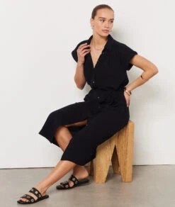 Robe Longue 100% Coton NOIR 11 Robe Longue 100% Coton NOIR -Damen mode Geschaft 654171605 c