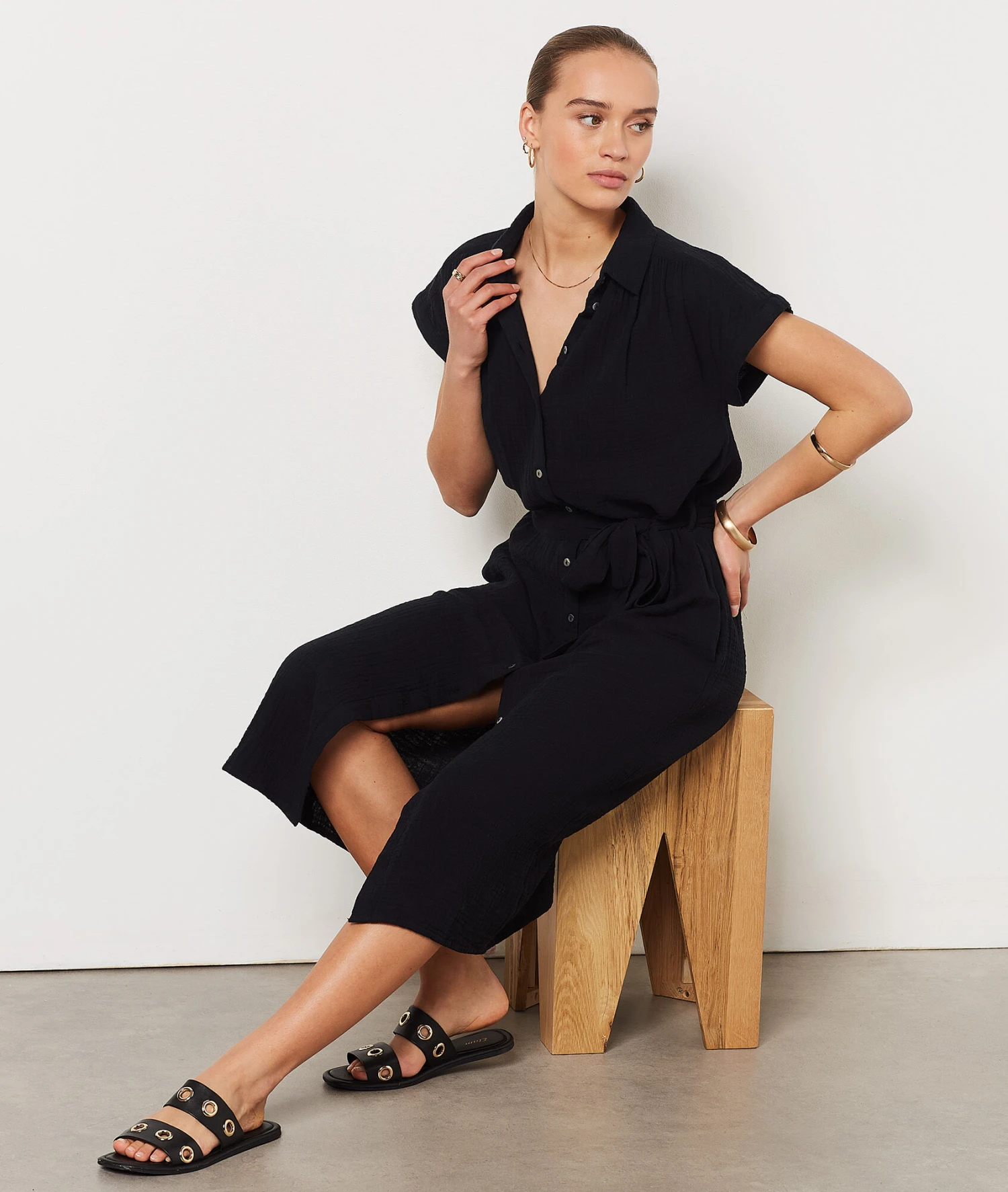 Robe Longue 100% Coton NOIR 7 Robe Longue 100% Coton NOIR – Bild 5