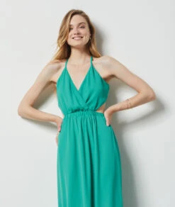 Robe Longue à Découpes VERT