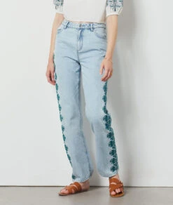 Jean Détails Brodés BLEU CIEL -Damen mode Geschaft 654197620 6