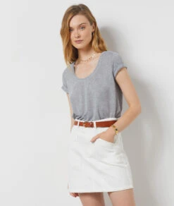 T-Shirt Mit Kurzen Ärmeln HELLGRAU 10 T-Shirt Mit Kurzen Ärmeln HELLGRAU -Damen mode Geschaft 654208003 c