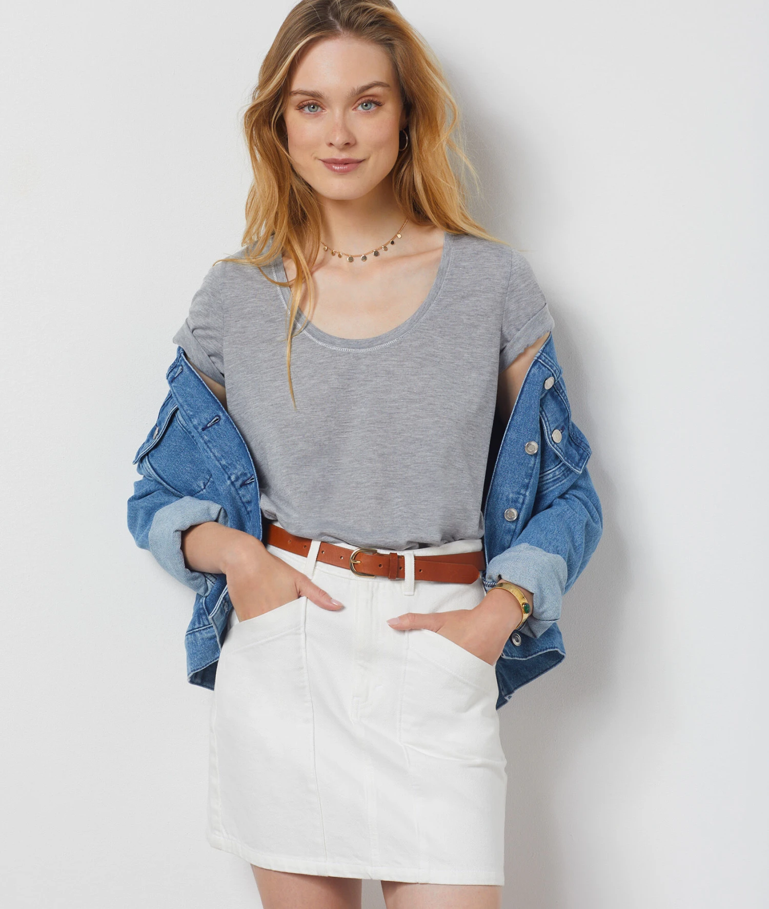 T-Shirt Mit Kurzen Ärmeln HELLGRAU 2 T-Shirt Mit Kurzen Ärmeln HELLGRAU