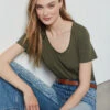 T-Shirt Mit Kurzen Ärmeln, Irisierend KHAKI 1 T-Shirt Mit Kurzen Ärmeln, Irisierend KHAKI -Damen mode Geschaft 654208044 x