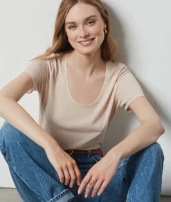 T-Shirt Mit Kurzen Ärmeln BLUSH -Damen mode Geschaft 654208094 c