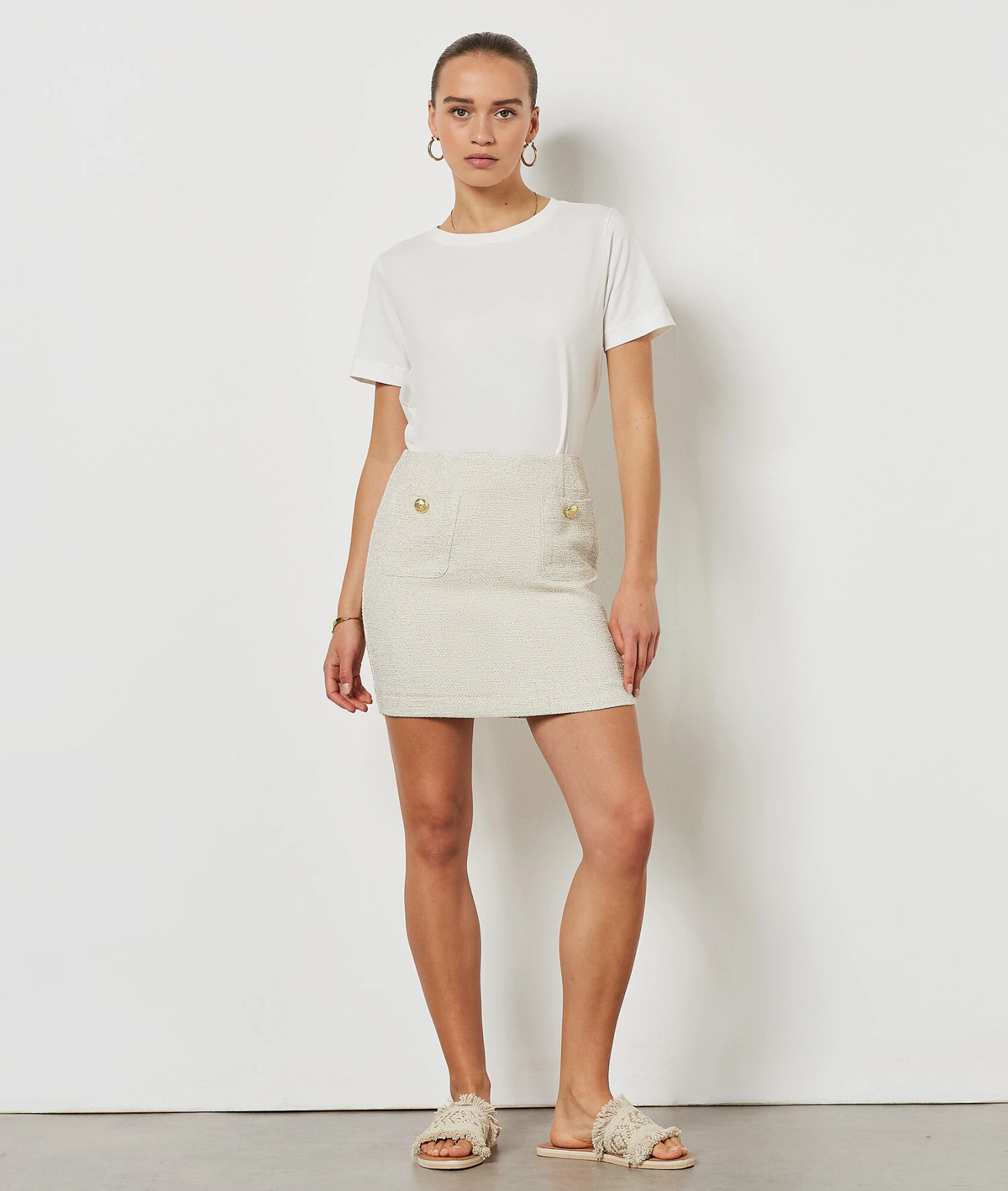 Gerade Geschnittener Rock ECRU 5 Gerade Geschnittener Rock ECRU – Bild 3