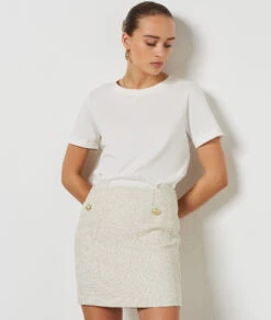 Gerade Geschnittener Rock ECRU 10 Gerade Geschnittener Rock ECRU -Damen mode Geschaft 654215980 b