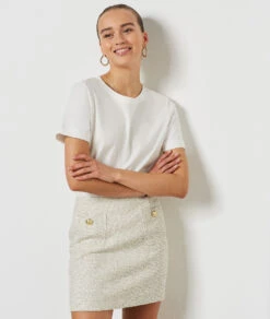 Gerade Geschnittener Rock ECRU 11 Gerade Geschnittener Rock ECRU -Damen mode Geschaft 654215980 c