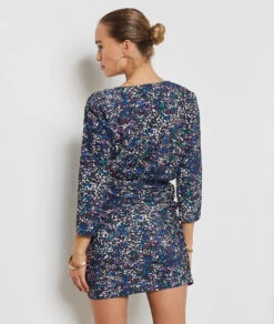 Kurzes Kleid Mit Print MARINEBLAU -Damen mode Geschaft 654218468 a