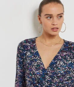 Kurzes Kleid Mit Print MARINEBLAU -Damen mode Geschaft 654218468 b